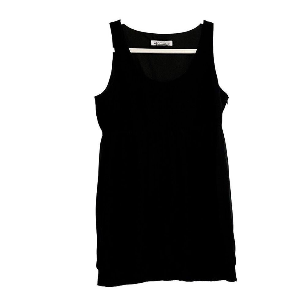 Kensie Pretty Side Zip Black Silk Tank Small